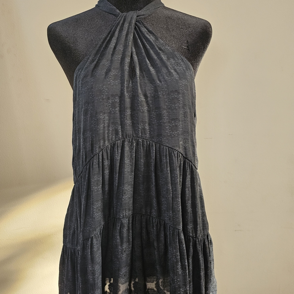 Anthropologie Elegant Gray Floral Lace Top